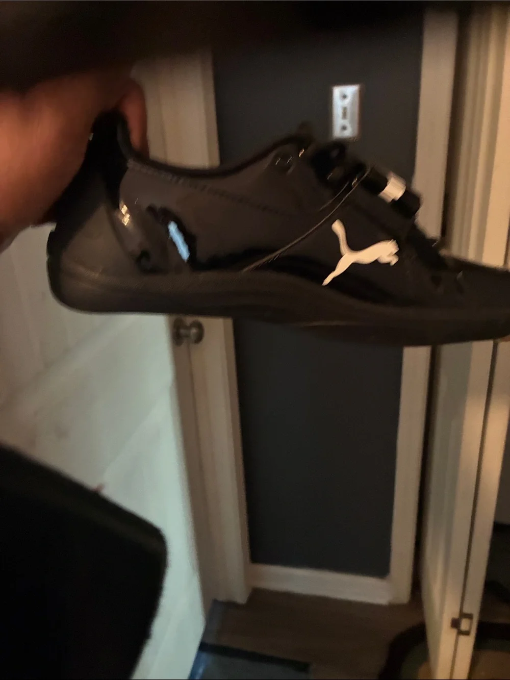 Puma Black Patent Low-Profile Sneaker with White Logo